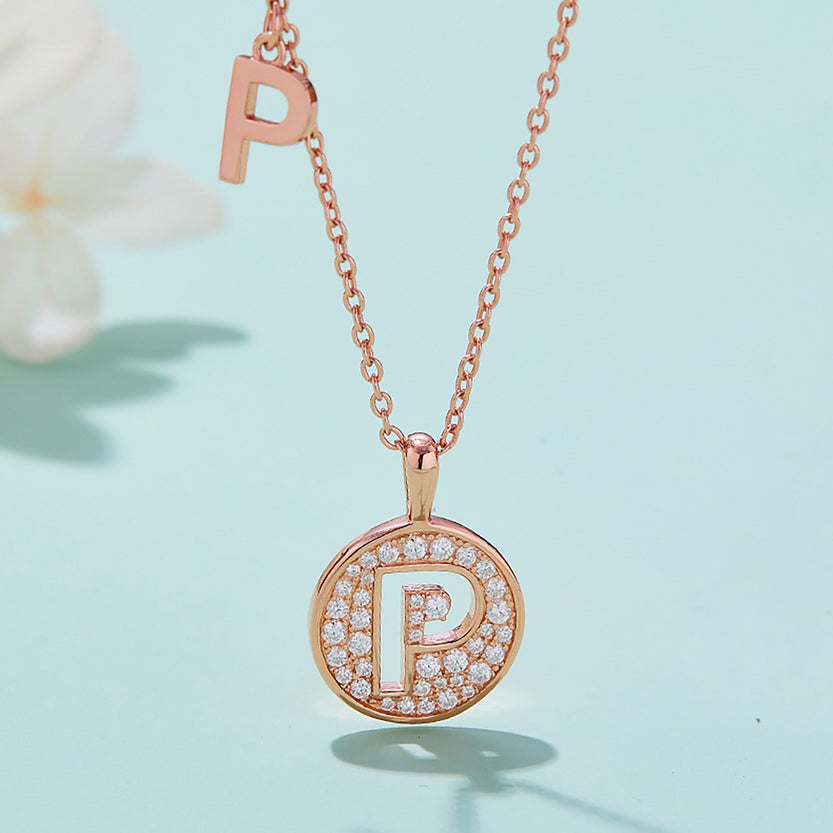 Customized "P" Letter Moissanite Diamond Necklace - crownmoissanite