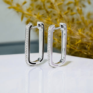 0.15 TCW Round Moissanite Diamond Hoop Earrings - crownmoissanite