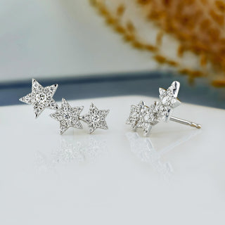 0.45 TCW Round Moissanite Diamond Trio Ear Crawler Earrings - crownmoissanite