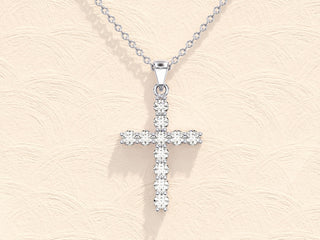 0.22 TCW Round Moissanite Diamond Cross Pendent Necklace - crownmoissanite