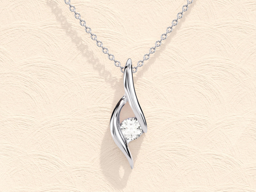 0.10 TCW Round Moissanite Diamond Soloitaire Necklace - crownmoissanite