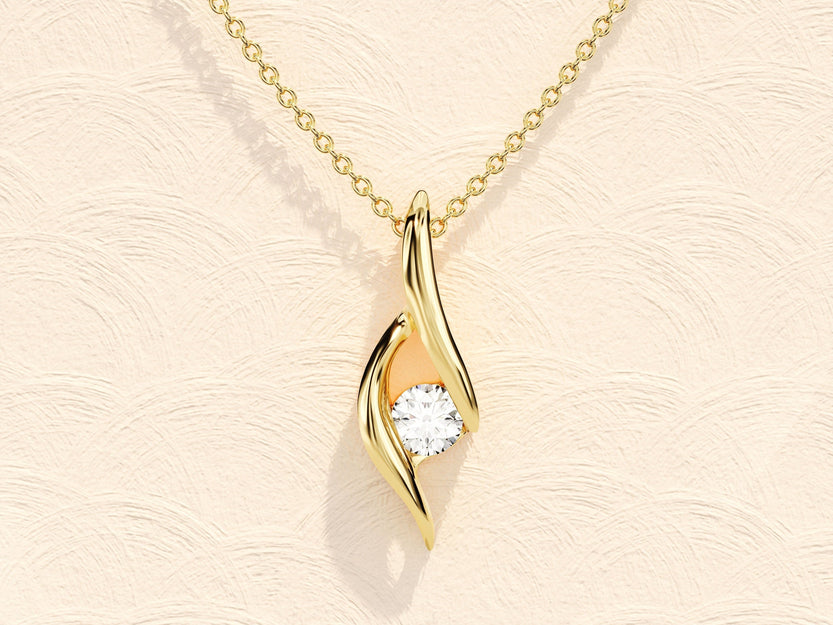 0.10 TCW Round Moissanite Diamond Soloitaire Necklace - crownmoissanite