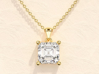 1.0 CT Asscher Moissanite Diamond Solitaire Necklace - crownmoissanite