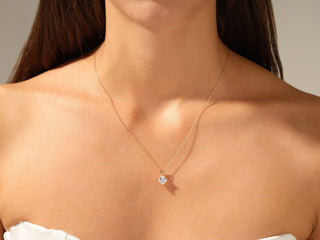 1.0 CT Princess Moissanite Diamond Solitaire Necklace - crownmoissanite