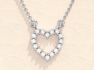 0.24 TCW Round Moissanite Diamond Heart Shaped Pendent Necklace - crownmoissanite