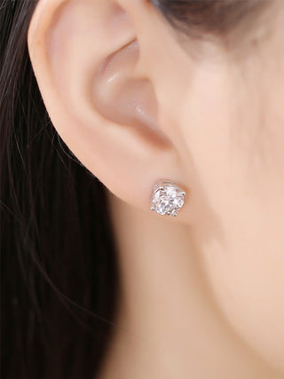 2.0 TCW Round Moissanite Diamond Solitaire Stud Earrings - crownmoissanite