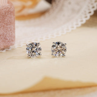 1.0 TCW Round Moissanite Diamond Solitaire Stud Earrings - crownmoissanite