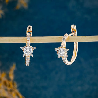 0.54 TCW Round Moissanite Diamond Huggie Hoop Earrings - crownmoissanite