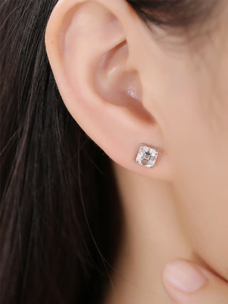 2.0 TCW Asscher Moissanite Diamond Solitaire Stud Earrings - crownmoissanite