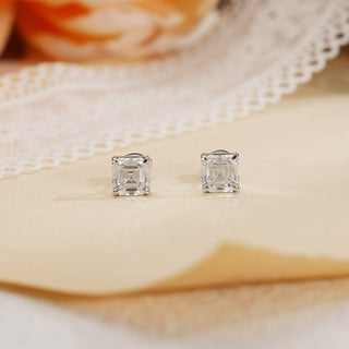 2.0 TCW Asscher Moissanite Diamond Solitaire Stud Earrings - crownmoissanite