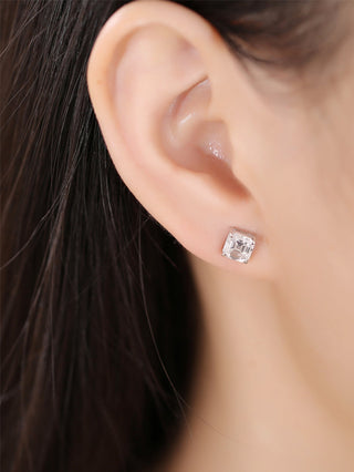 2.0 TCW Asscher Moissanite Diamond Solitaire Stud Earrings - crownmoissanite