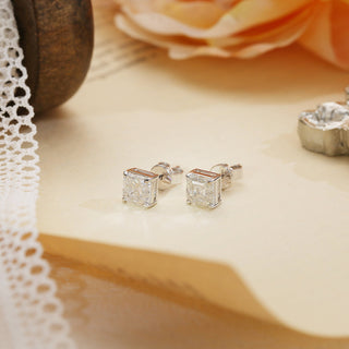 2.0 TCW Asscher Moissanite Diamond Solitaire Stud Earrings - crownmoissanite