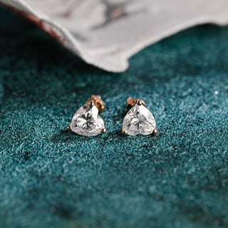 3.0 TCW Heart Moissanite Diamond Solitaire Stud Earrings - crownmoissanite