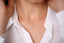 0.32 TCW Round & Baguette Cut Halo Moissanite Diamond Necklace