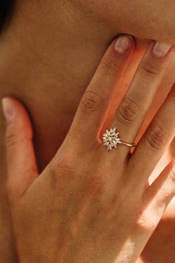 0.05 CT Round Cut Cluster Moissanite Engagement Ring