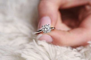 2.0 CT Cushion Hidden Halo & Solitaire Moissanite Engagement Ring - crownmoissanite