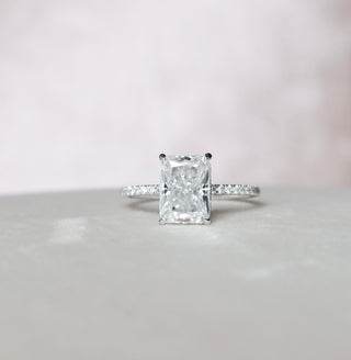 3.5 CT Radiant Hidden Halo Pave Moissanite Engagement Ring - crownmoissanite