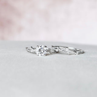 1.0 CT Round Shaped Moissanite Twig Style Engagement Ring - crownmoissanite