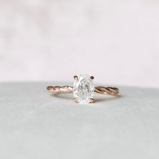 1.5 CT Oval Hidden Halo Moissanite Engagement Ring With Twisted Band - crownmoissanite