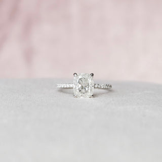 2.0 CT Cushion Shaped Moissanite Hidden Halo Engagement Ring - crownmoissanite