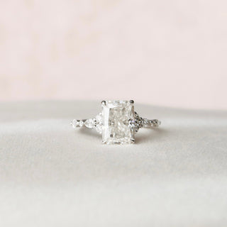 3.50 CT Radiant Cluster Style Moissanite Engagement Ring - crownmoissanite