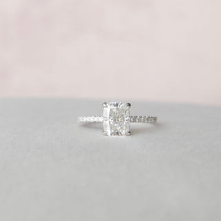 1.5 CT Cushion Shaped Moissanite Hidden Halo Engagement Ring - crownmoissanite