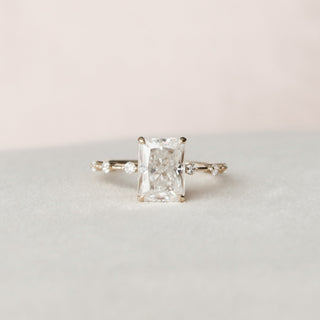 3.5 CT Radiant Cut Dainty Pave Moissanite Engagement Ring - crownmoissanite