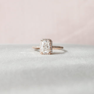 2.0 CT Radiant Halo Pave Moissanite Engagement Ring - crownmoissanite