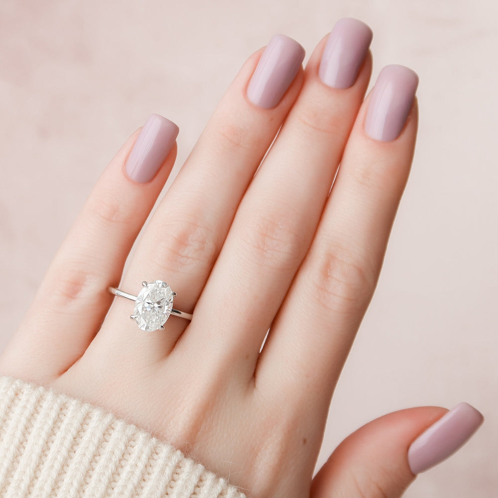 3.0 CT Oval Hidden Halo & Solitaire Style Moissanite Engagement Ring - crownmoissanite