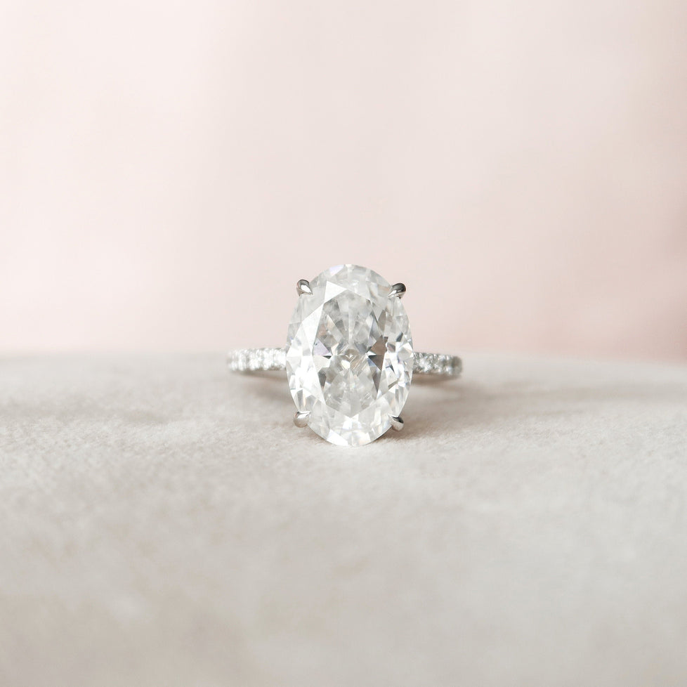 5.0 CT Oval Hidden Halo Setting Moissanite Engagement Ring - crownmoissanite