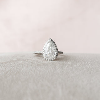 2.5 CT Pear Cut Halo & Pave Moissanite Engagement Ring - crownmoissanite