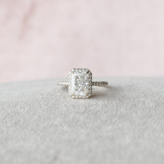 2.0 CT Radiant Halo Pave Moissanite Engagement Ring - crownmoissanite