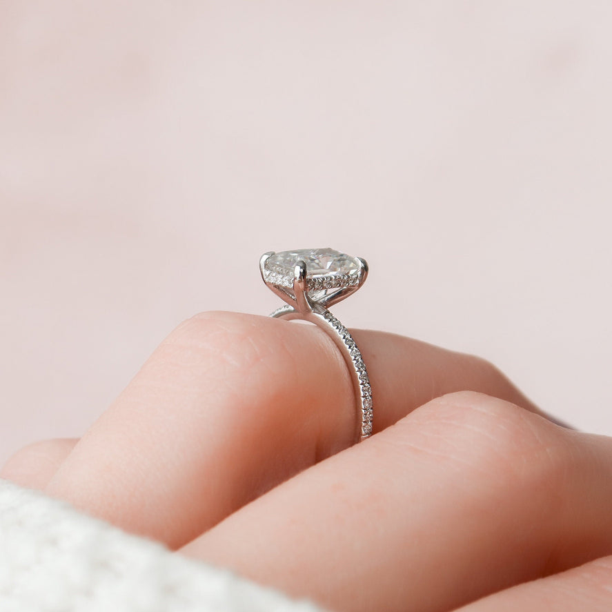 2.0 CT Radiant Hidden Halo & Pave Setting Moissanite Engagement Ring - crownmoissanite