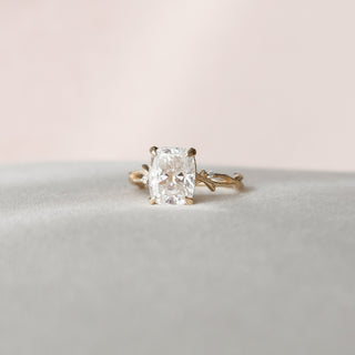 4.0 CT Cushion Cut Twig Pave Moissanite Engagement Ring - crownmoissanite