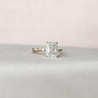 3.5 CT Radiant Cut Dainty Pave Moissanite Engagement Ring - crownmoissanite