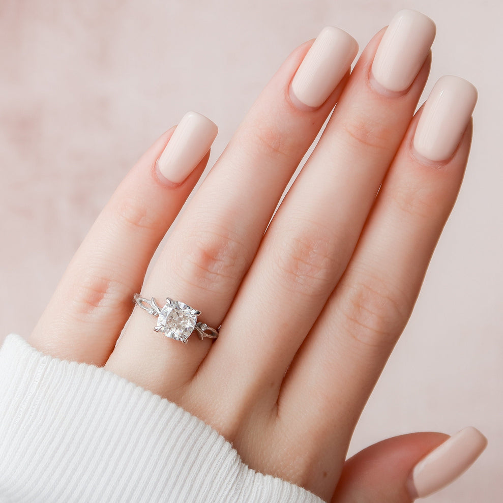 2.0 CT Cushion Twig Style Moissanite Engagement Ring - crownmoissanite