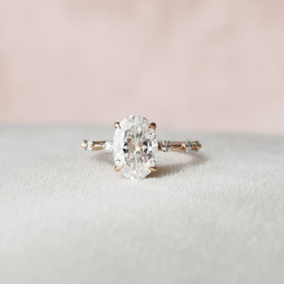 2.0 CT Oval Cut Dainty Pave Moissanite Engagement Ring - crownmoissanite