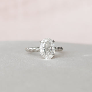 2.0 CT Oval Shaped Moissanite Hidden Halo Engagement Ring - crownmoissanite