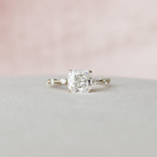 2.0 CT Cushion Dainty Pave Moissanite Engagement Ring - crownmoissanite