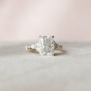 3.50 CT Radiant Cluster Style Moissanite Engagement Ring - crownmoissanite