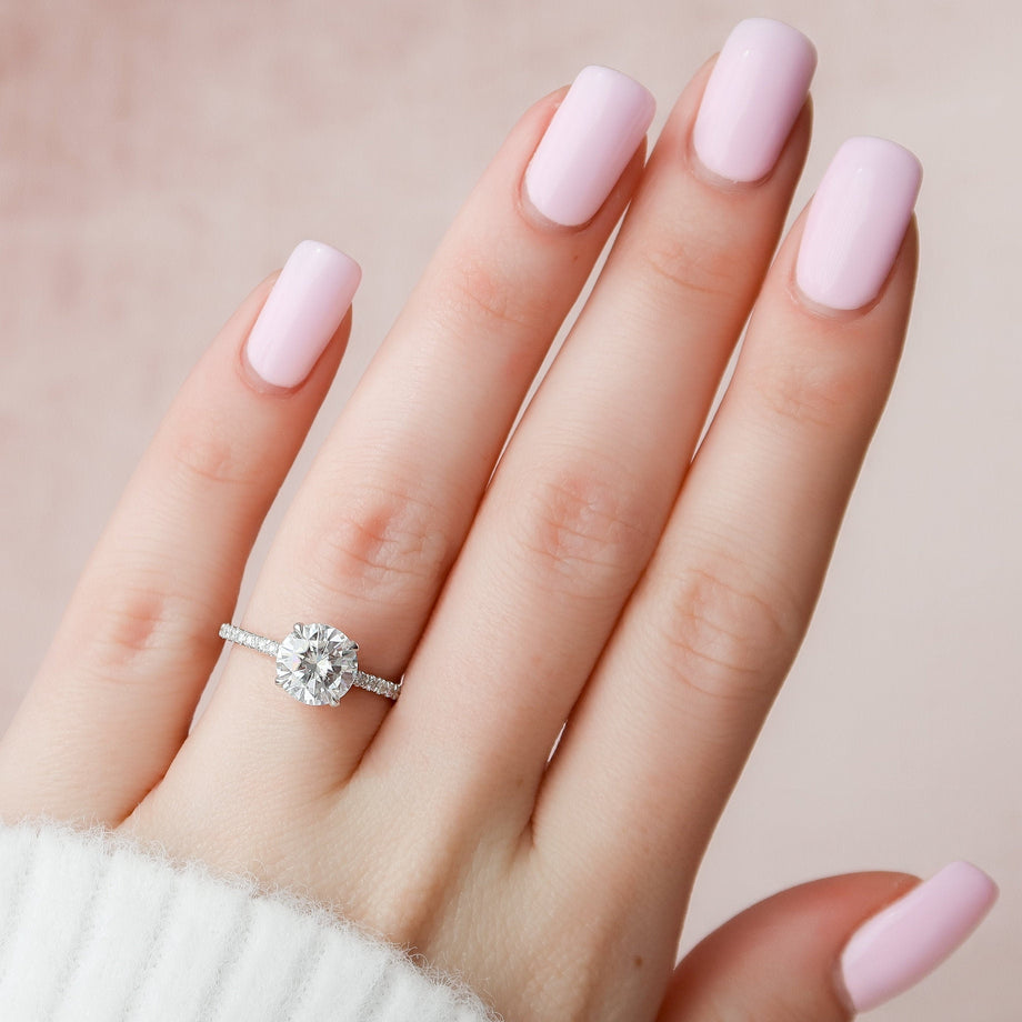 2.0 CT Round Shaped Moissanite Hidden Halo Engagement Ring - crownmoissanite