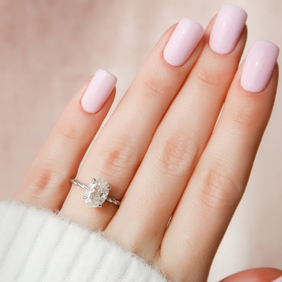 2.0 CT Oval Twisted Band & Hidden Halo Moissanite Engagement Ring - crownmoissanite