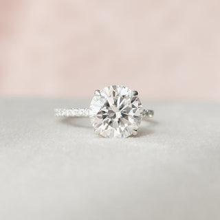 2.5 CT Round Pave & Hidden Halo Setting Moissanite Engagement Ring - crownmoissanite