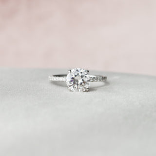 2.0 CT Round Shaped Moissanite Hidden Halo Engagement Ring - crownmoissanite