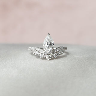 0.95 CT Pear Cut Art Deco Style Moissanite Engagement Ring - crownmoissanite