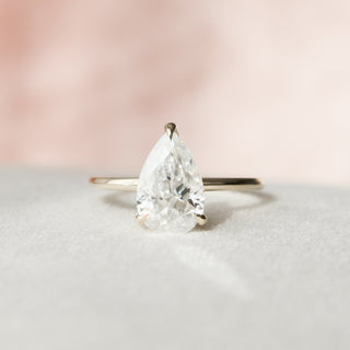 2.0 CT Pear Solitaire & Hidden Halo Setting Moissanite Engagement Ring - crownmoissanite