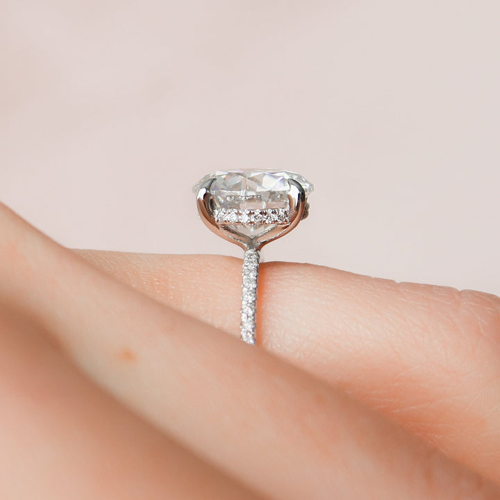 3.50 CT Round Hidden Halo & Pave Setting Moissanite Engagement Ring - crownmoissanite