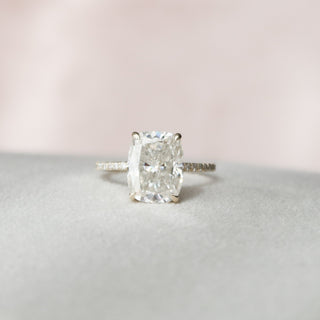 2.0 CT Cushion Hidden Halo & Pave Setting Moissanite Engagement Ring - crownmoissanite