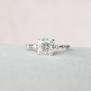 2.0 CT Cushion Dainty Pave Moissanite Engagement Ring - crownmoissanite