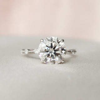 2.5 CT Round Solitaire Dainty Pave Moissanite Engagement Ring - crownmoissanite